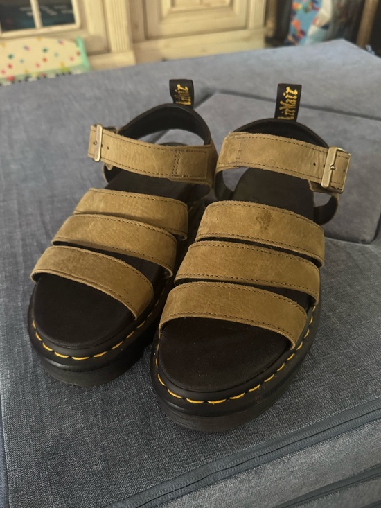 Dr. Martens Shoes - Dr. Martens Tan Leather Triple-Strap Platform Sandals
